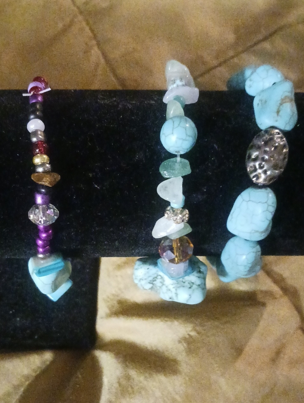 Handcrafted Turquoise Beaded Stretch Bracelet - Blue Accent